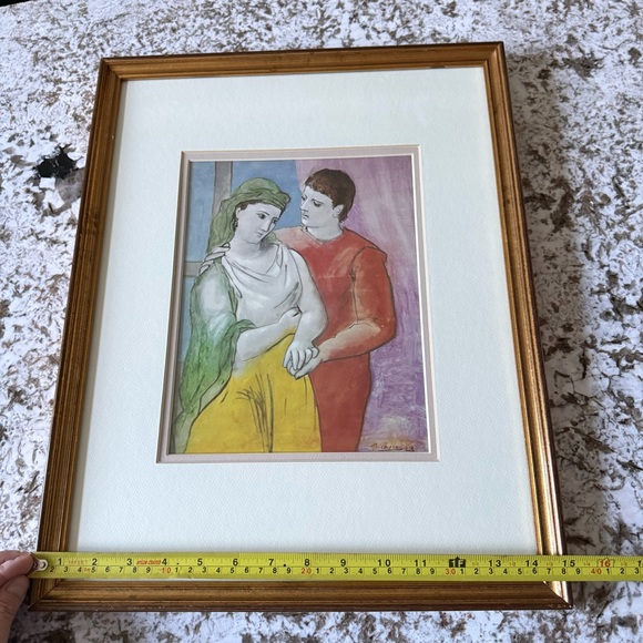 Pablo Picasso “The Lovers” 1923 Framed Art Print 15x19 Gold Wall Decor - Picture 7 of 17